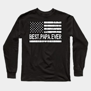 Father's Day Best Papa Ever with US American Flag Long Sleeve T-Shirt